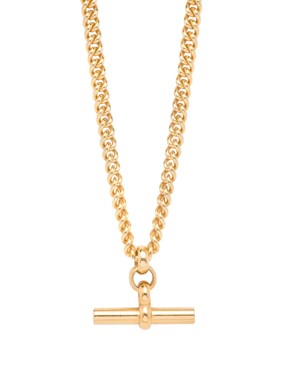 Men's Gold Chunky T-Bar Curb Link Necklace