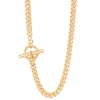 Men's Gold T-Bar Clasp Curb Link Necklace
