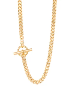 Men's Gold T-Bar Clasp Curb Link Necklace