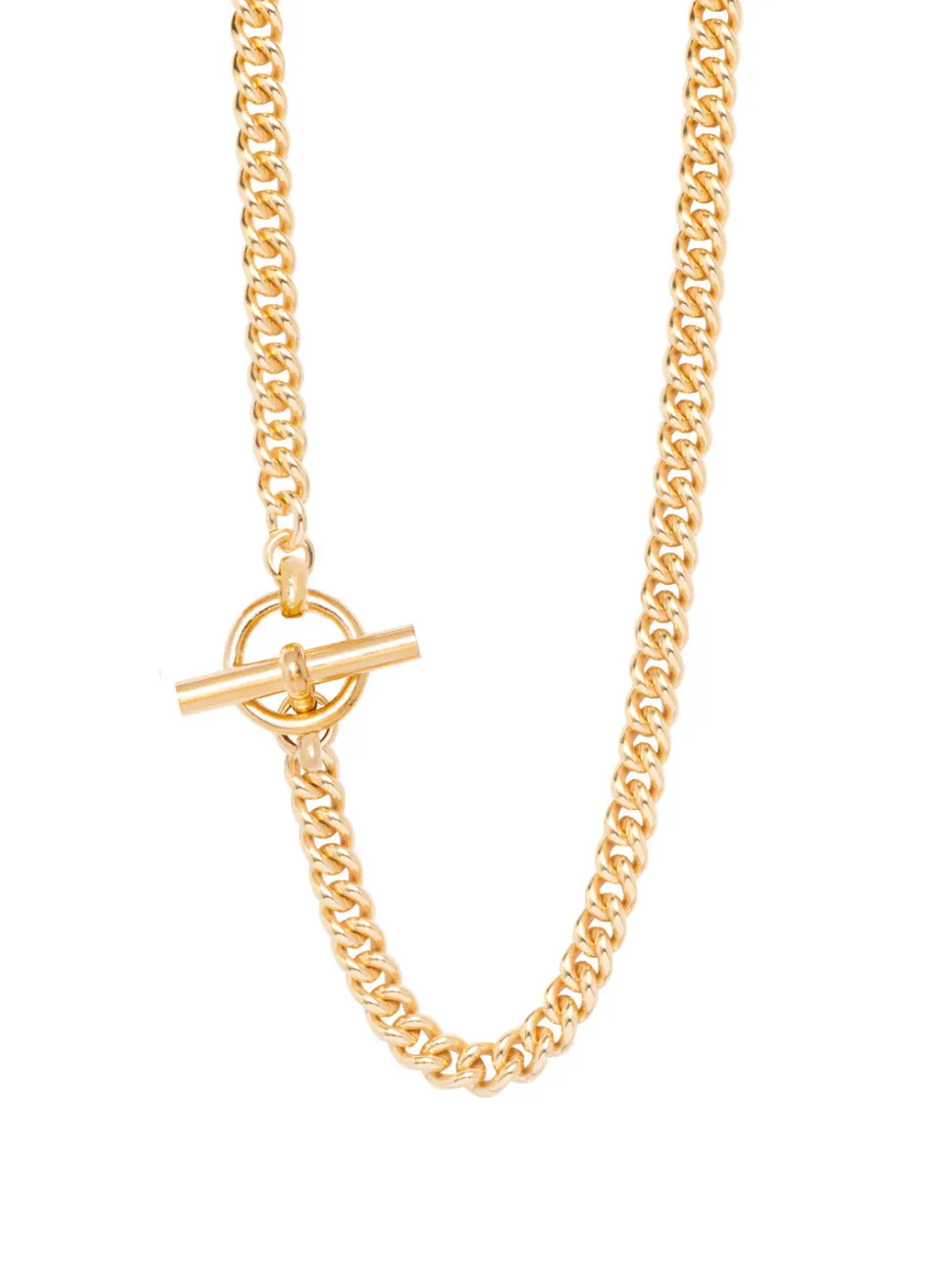Men's Gold T-Bar Clasp Curb Link Necklace