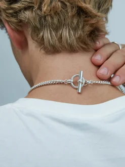 Men's Gold T-Bar Clasp Curb Link Necklace