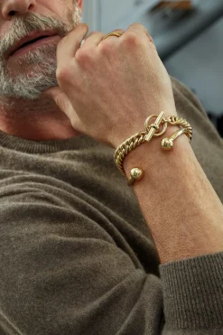 Men's Large Gold Torque Bangle