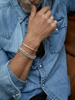 Men's Large Solid Sterling Silver Torque Bangle