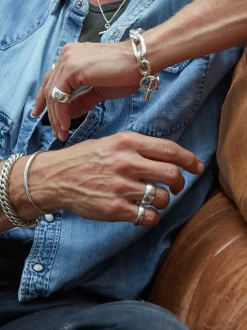 Men's Large Solid Sterling Silver Watch Chain Bracelet
