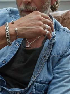 Men's Large Solid Sterling Silver Curb Link Bracelet