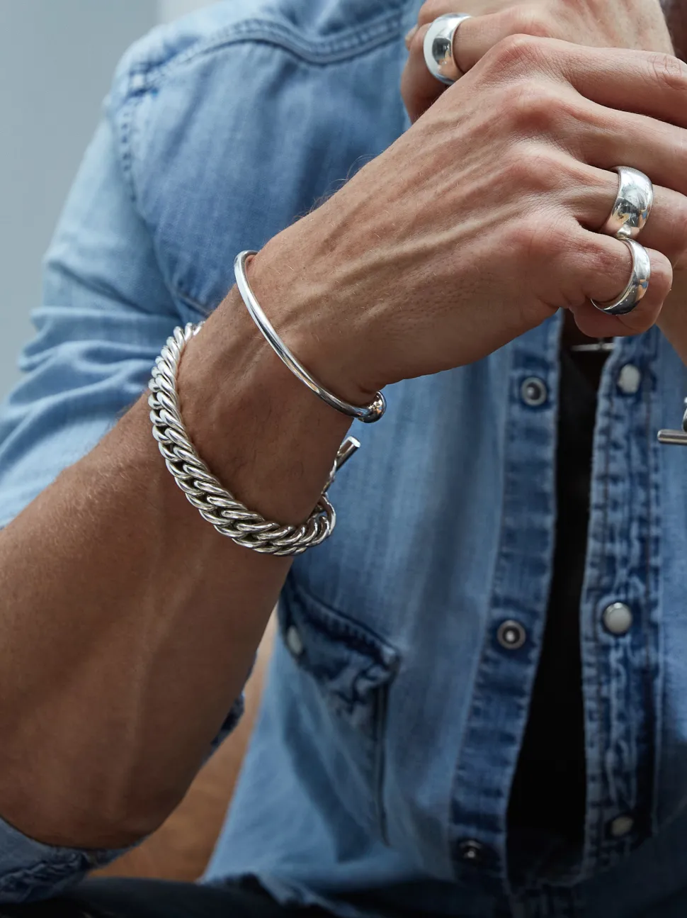 Men's Large Solid Sterling Silver Band Ring