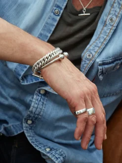 Men's Slim Solid Sterling Silver Band Ring