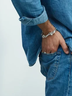 Men's Slim Solid Sterling Silver Watch Chain Bracelet