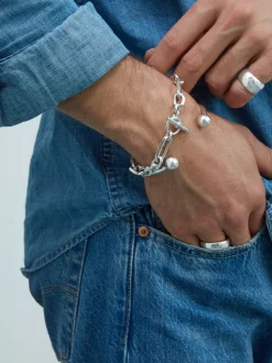 Men's Slim Solid Sterling Silver Watch Chain Bracelet