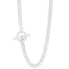 Men's Solid Sterling Silver T-Bar Clasp Curb Link Necklace