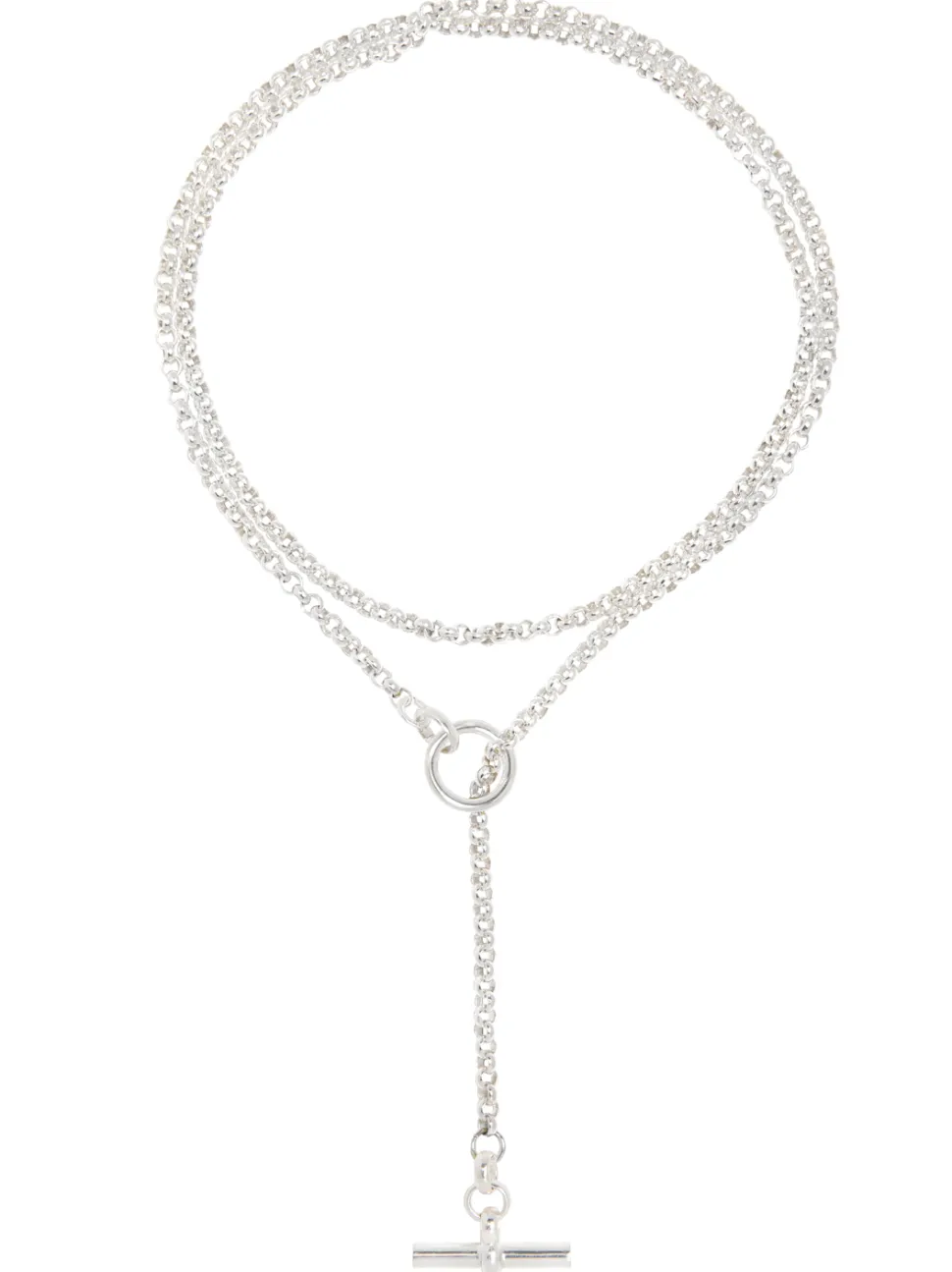 Men's Solid Sterling Silver Lariat Necklace