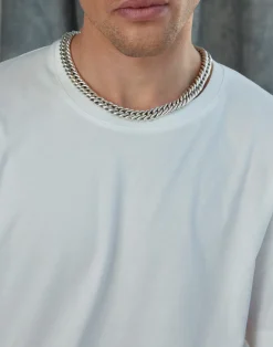 Men's Solid Sterling Silver Curb Link Necklace