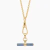 Navy Enamelled Gold T-bar on Belcher Clipt Necklace