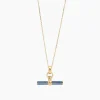 Navy Enamelled Small Gold T-bar on Trace Chain