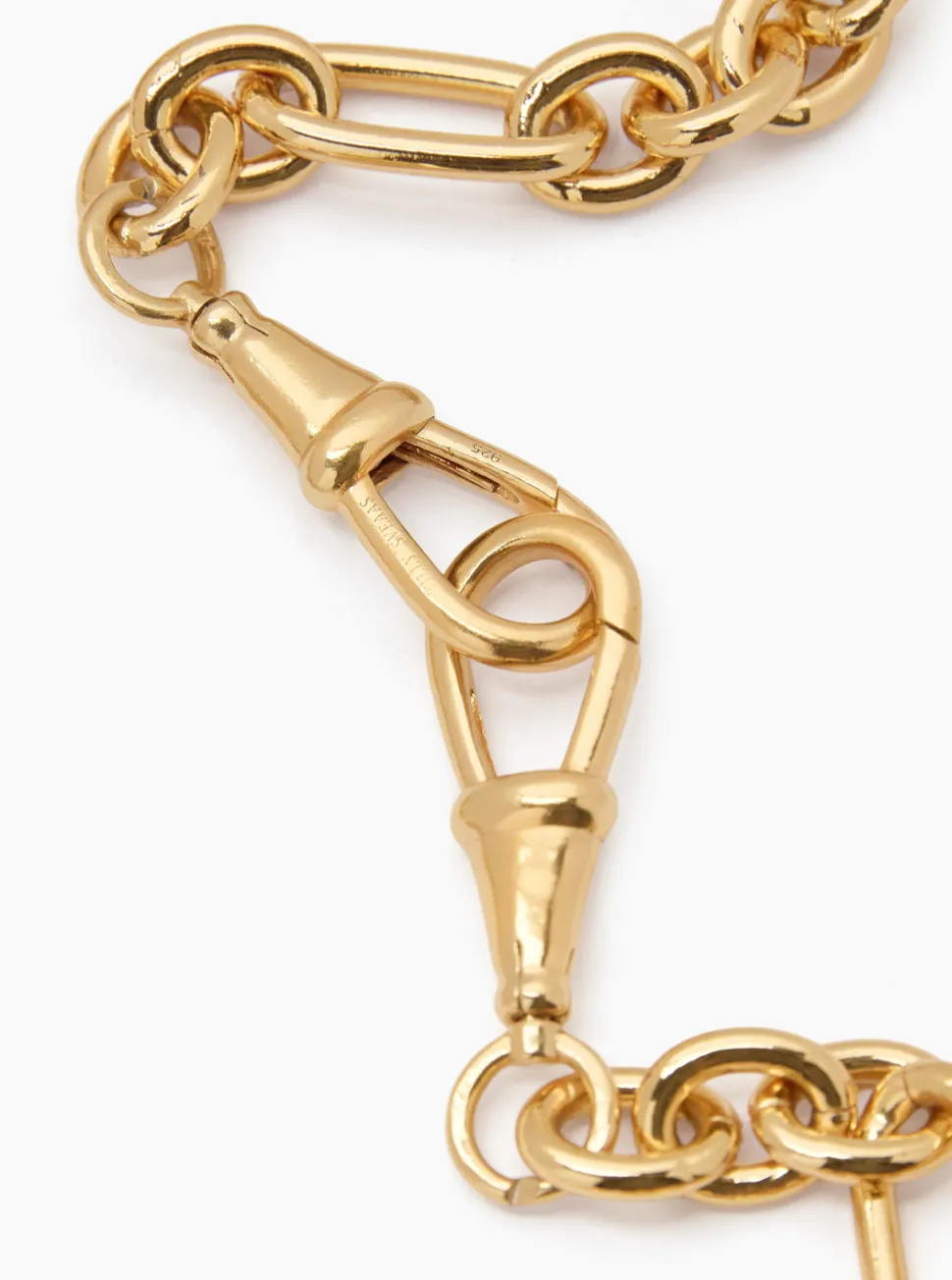 Olive Enamelled Giant Gold T-Bar on Watch Clipt Necklace
