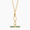 Olive Enamelled Gold T-Bar on Belcher Clipt Necklace