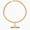 Olive Enamelled Small Gold T-bar on Belcher Bracelet