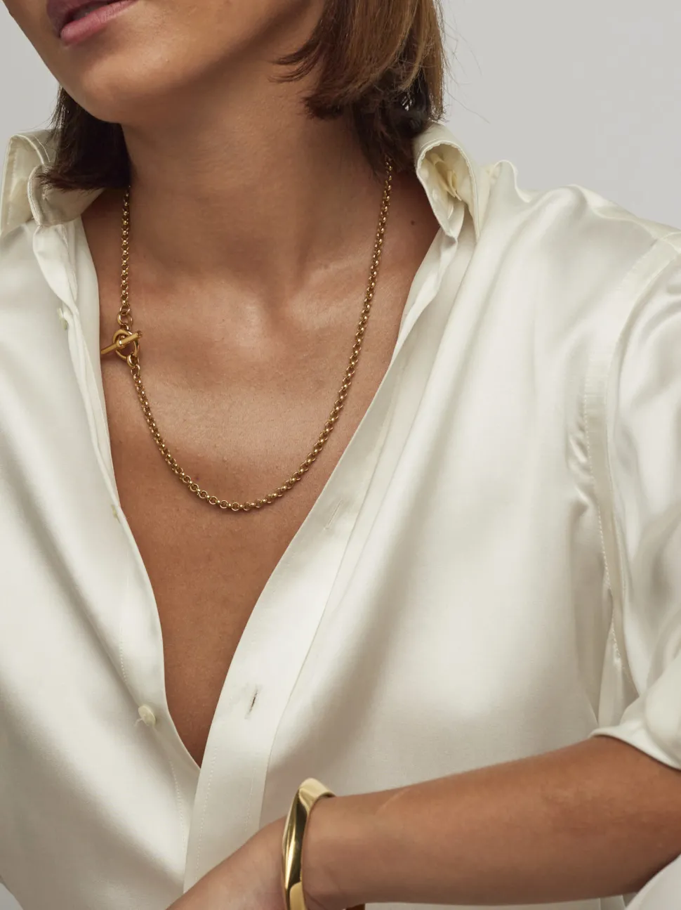 Short Gold Lariat Necklace