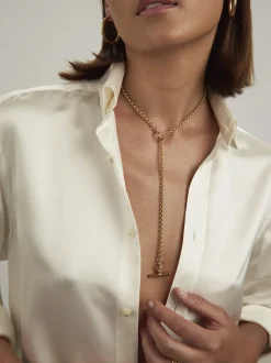 Short Gold Lariat Necklace
