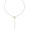 Short Silver and Gold Lariat Necklace