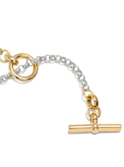 Short Silver and Gold Lariat Necklace