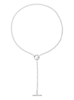 Short Silver Lariat Necklace