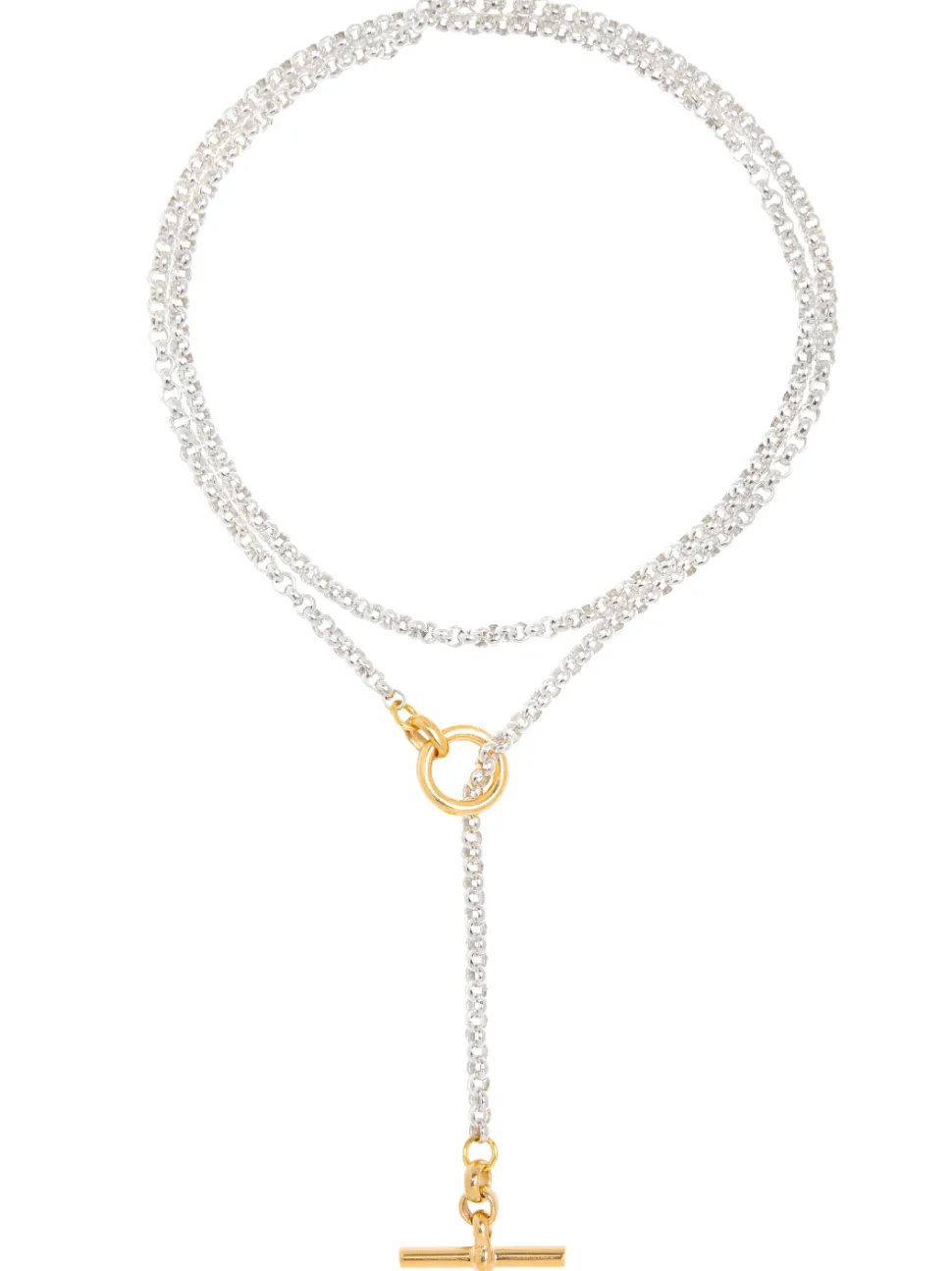 Silver And Gold Lariat Necklace