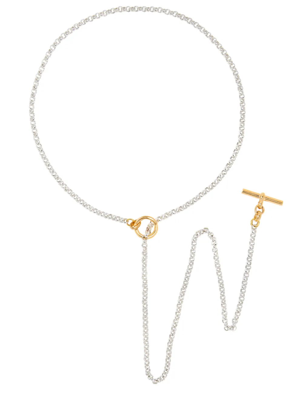 Silver And Gold Lariat Necklace