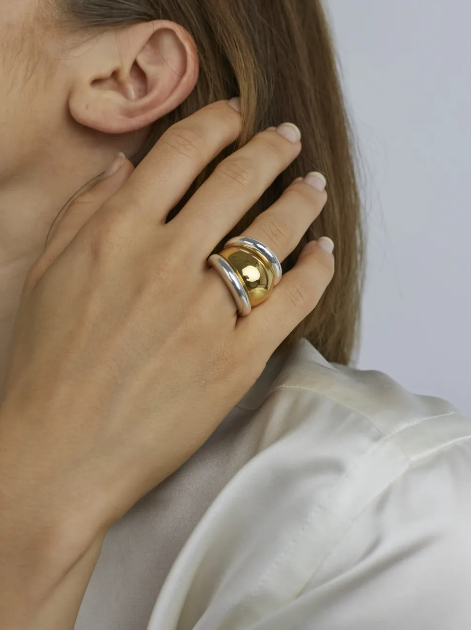 Silver and Gold Triple Ring Set