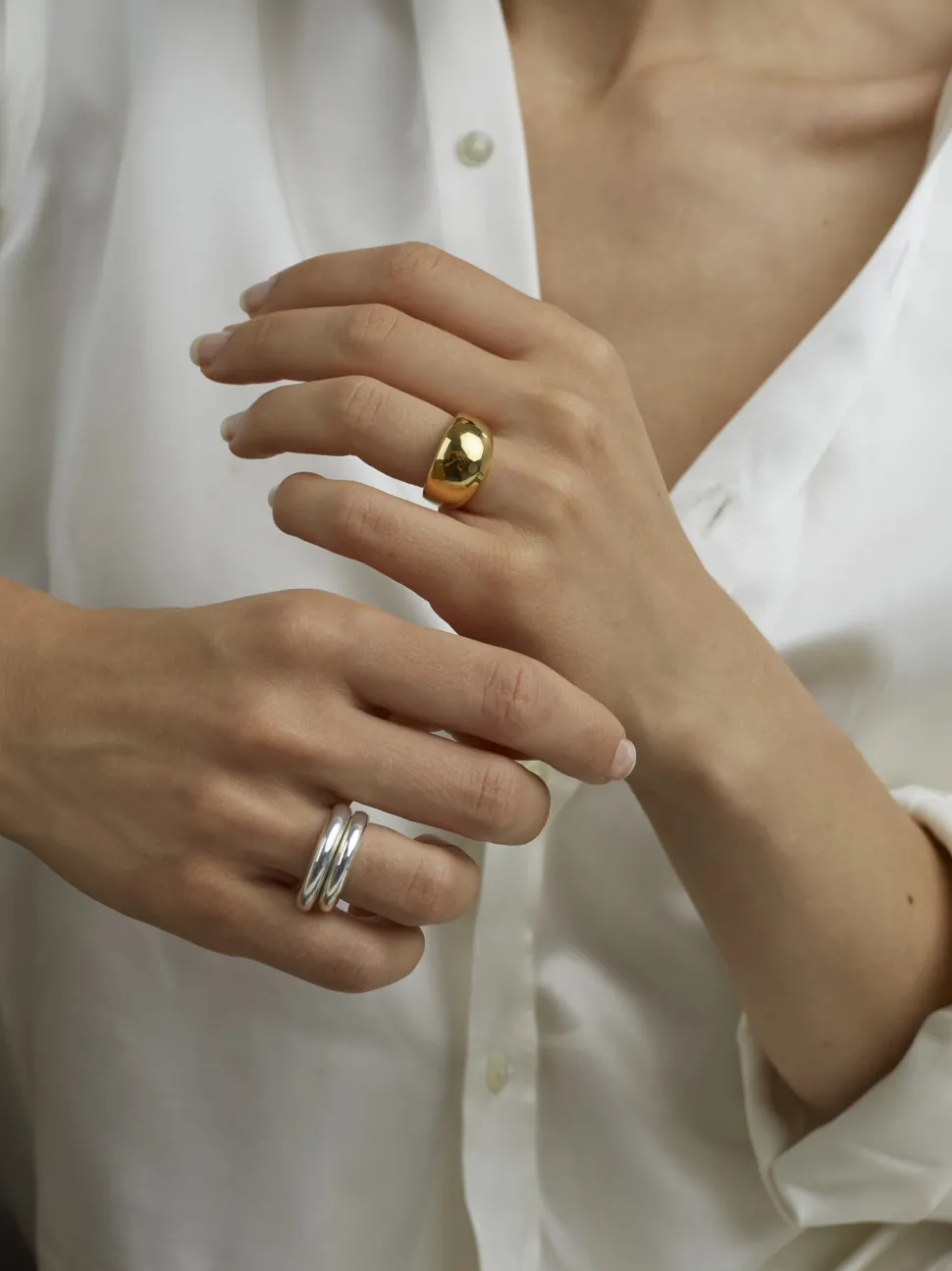 Silver and Gold Triple Ring Set