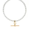 Silver Belcher Bracelet With Gold T-Bar