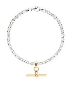 Silver Belcher Bracelet With Gold T-Bar