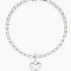Silver Belcher Bracelet with Silver Padlock Heart