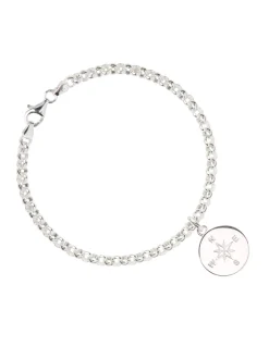 Silver Belcher Bracelet With Compass