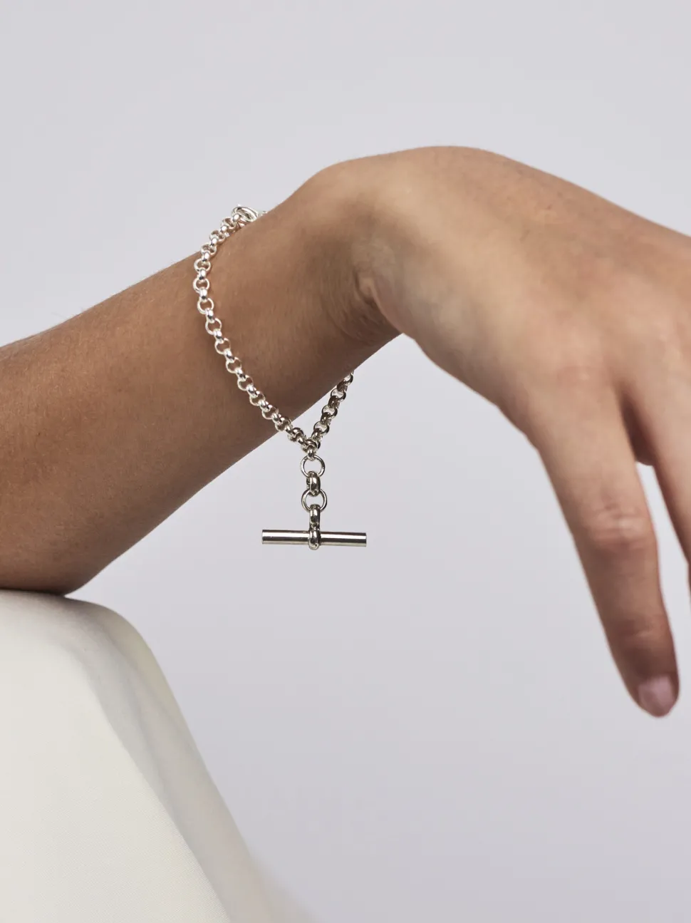 Silver Belcher Bracelet With Silver T-Bar