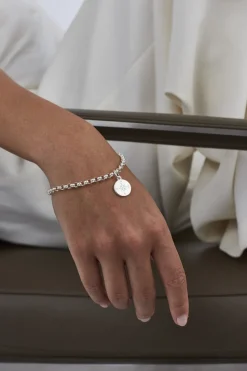 Silver Belcher Bracelet With Compass