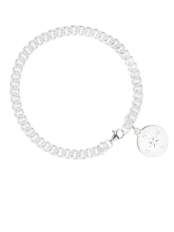 Silver Compass Curb Link Bracelet