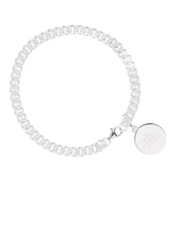 Silver Compass Curb Link Bracelet
