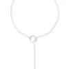 Silver Curb Chain Lariat Necklace