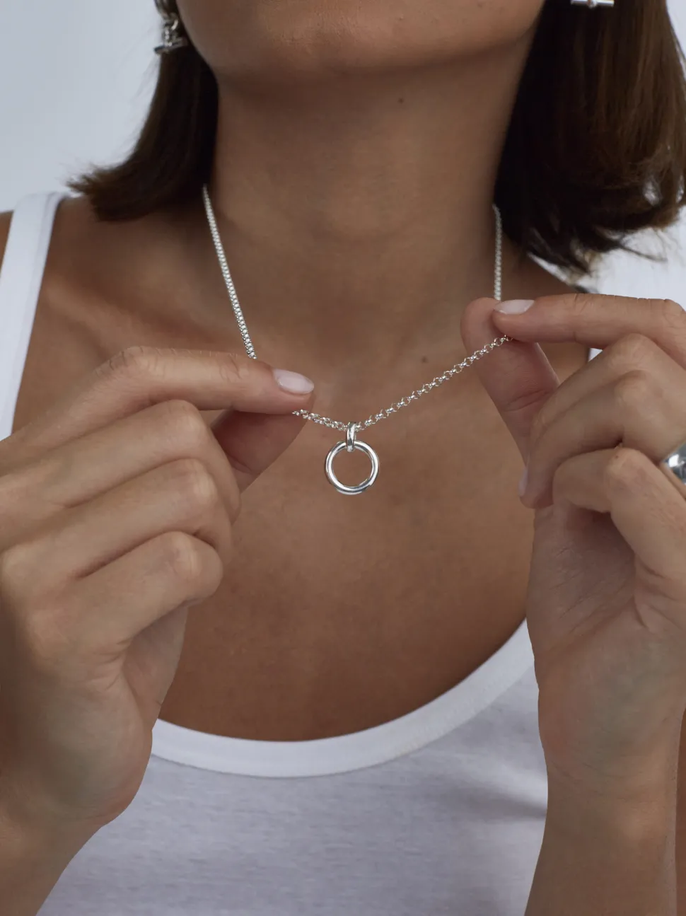 Silver Eternity Ring On Belcher Chain