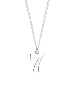 Silver Lucky No 7 On Fine Curb Chain