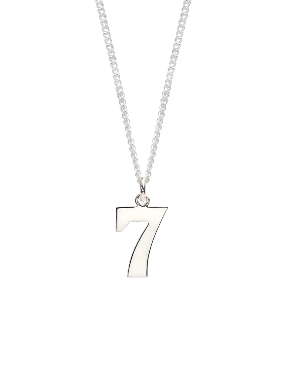 Silver Lucky No 7 On Fine Curb Chain