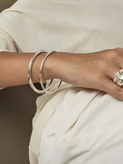 Silver Plain Bangle Set