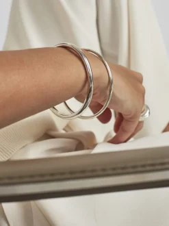 Silver Plain Bangle Set