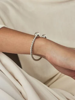 Silver Roped Torque Bracelet