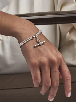 Silver T-Bar Curb Link Bracelet