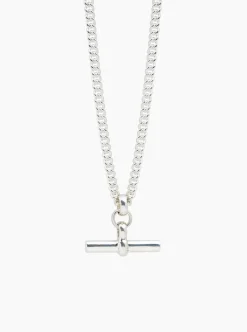 Silver T-Bar Curb Link Necklace