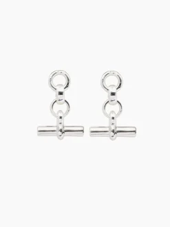 Silver T-Bar Drop Earrings