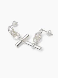 Silver T-Bar Drop Earrings