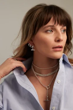 Silver T-Bar Drop Earrings